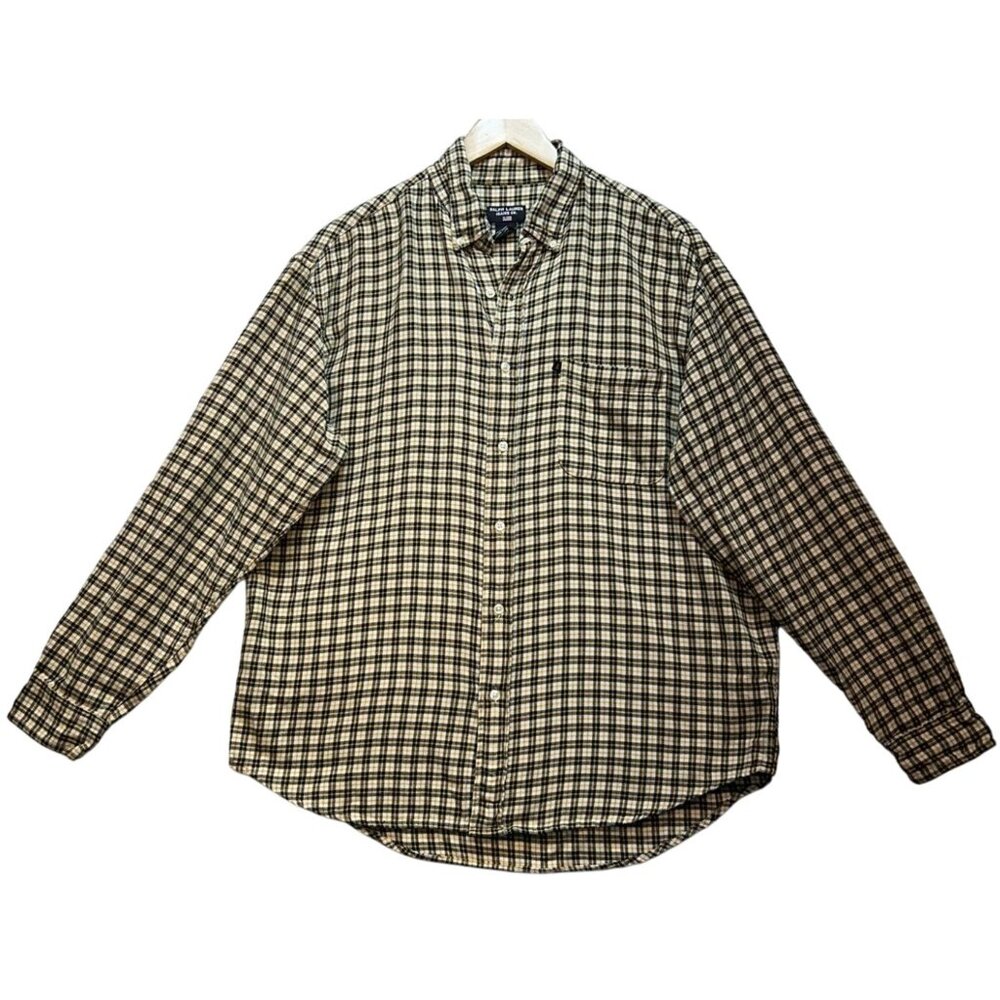 Ralph Lauren Jeans Co. Men's Button Down Flannel Shirt Size M Black Yellow Check